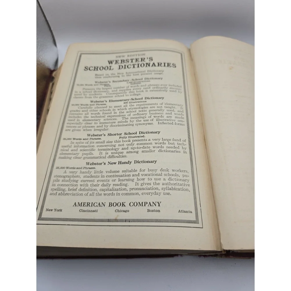 Webster's Secondary School Dictionary 1925 Hardcover OK CONDITION
